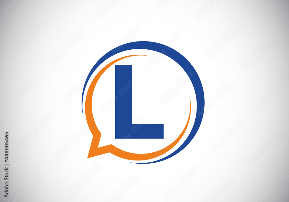 Initial L monogram letter alphabet with a bubble chat icon. Talking, chatting logo concept. Modern logo design for a consultancy business, and company identity. Initial L monogram letter alphabet with a bubble chat icon. Talking, chatting logo concept. Modern logo design for a consultancy business, and company identity.