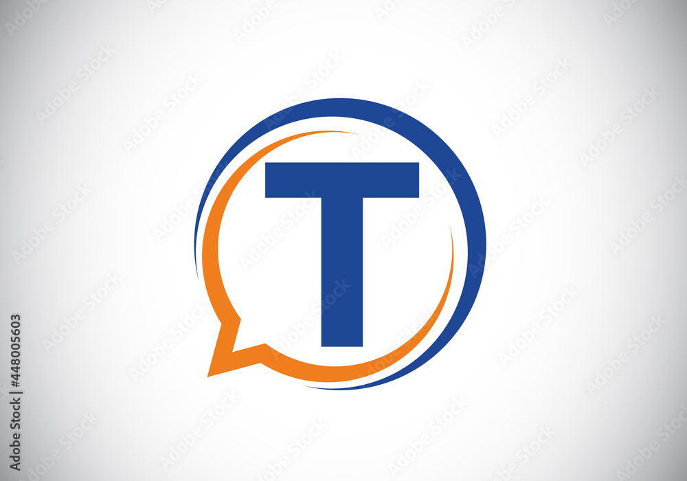 Initial T monogram letter alphabet with a bubble chat icon. Talking, chatting logo concept. Modern logo design for a consultancy business, and company identity. Initial T monogram letter alphabet with a bubble chat icon. Talking, chatting logo concept. Modern logo design for a consultancy business, and company identity.
