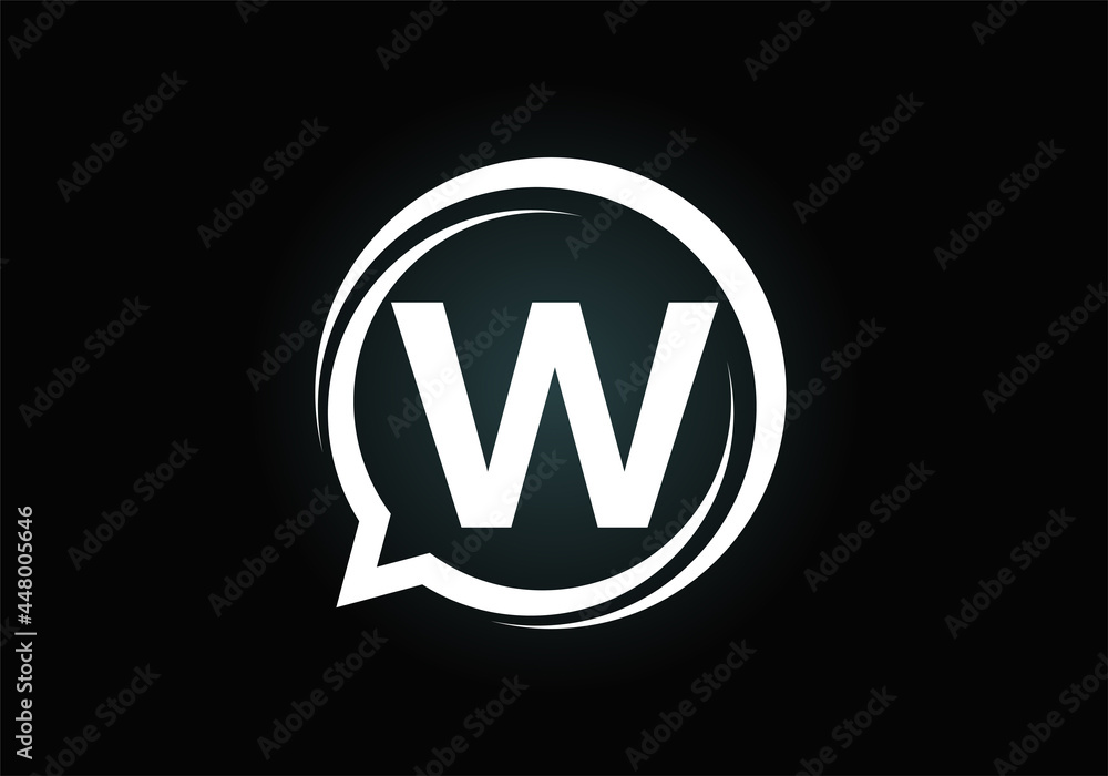 Initial W monogram letter alphabet with a bubble chat icon. Talking, chatting logo concept. Modern logo design for a consultancy business, and company identity. Initial W monogram letter alphabet with a bubble chat icon. Talking, chatting logo concept. Modern logo design for a consultancy business, and company identity.