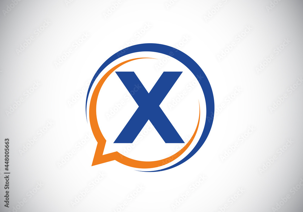 Initial X monogram letter alphabet with a bubble chat icon. Talking, chatting logo concept. Modern logo design for a consultancy business, and company identity. Initial X monogram letter alphabet with a bubble chat icon. Talking, chatting logo concept. Modern logo design for a consultancy business, and company identity.