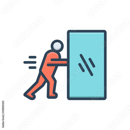 Color illustration icon for easily push 