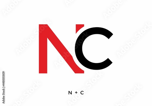 Red and black color of NC initial letter