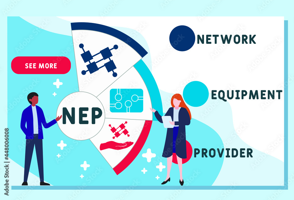 Vector website design template . NEP - Network Equipment Provider acronym. business concept. illustration for website banner, marketing materials, business presentation, online advertising. Vector website design template . NEP - Network Equipment Provider acronym. business concept. illustration for website banner, marketing materials, business presentation, online advertising.