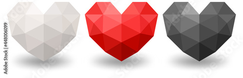 Set of different colour of geometric heart