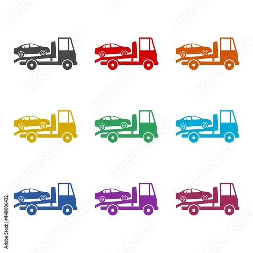 Tow truck isolated simple color icon set