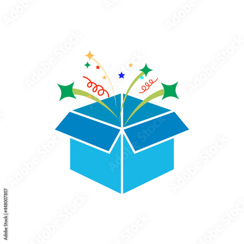 Open surprise box icon design illustration