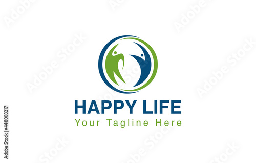 Happy Life Logo Vector Template