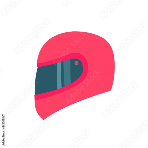 Pink motorcycle helmet with strips on a white