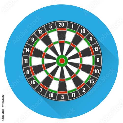 Darts. Circle for playing darts on a blue background with a shadow. Vector illustration.