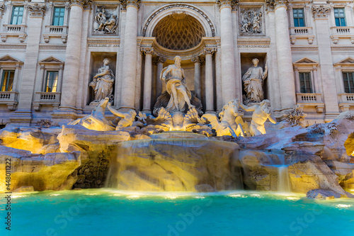 Trevi fountain, the largest Baroque style fountain in the capital city of Rome and one of the most famous and beautiful fountains in the world