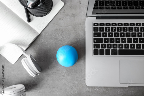 Stress ball on table in office