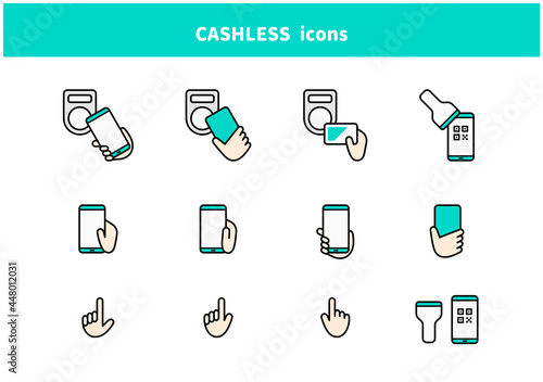 キャッシュレス　決済　スマートフォン　操作　アイコン　カラー