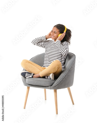 African-American girl liste...