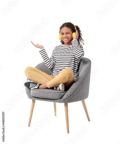 African-American girl liste...
