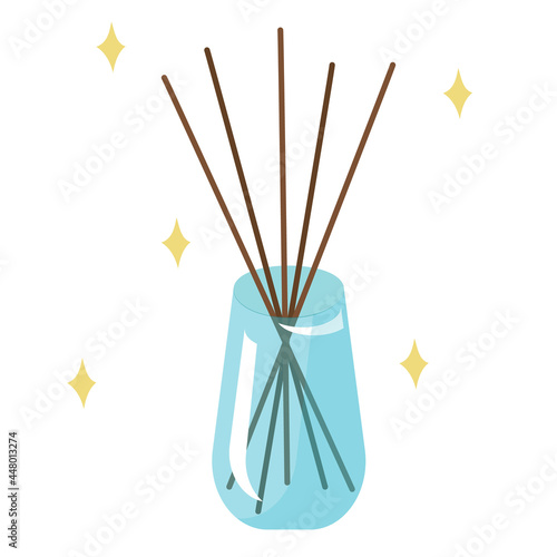 Aroma sticks in a glass. Vector illustration isolated. Clipart for design, decor