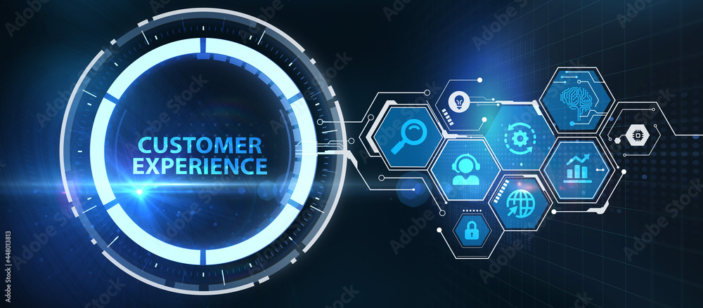 CUSTOMER EXPERIENCE inscription, social networking concept. Business, Technology, Internet and network concept CUSTOMER EXPERIENCE inscription, social networking concept. Business, Technology, Internet and network concept