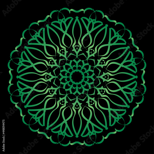 Circular pattern in the form of mandala with flower for henna tattoo decoration © sama
