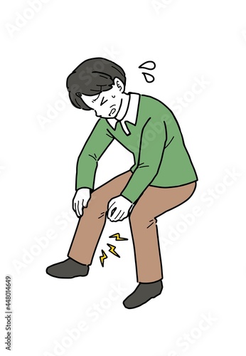 脳梗塞の前兆　ふくらはぎが痛い男性のイラスト