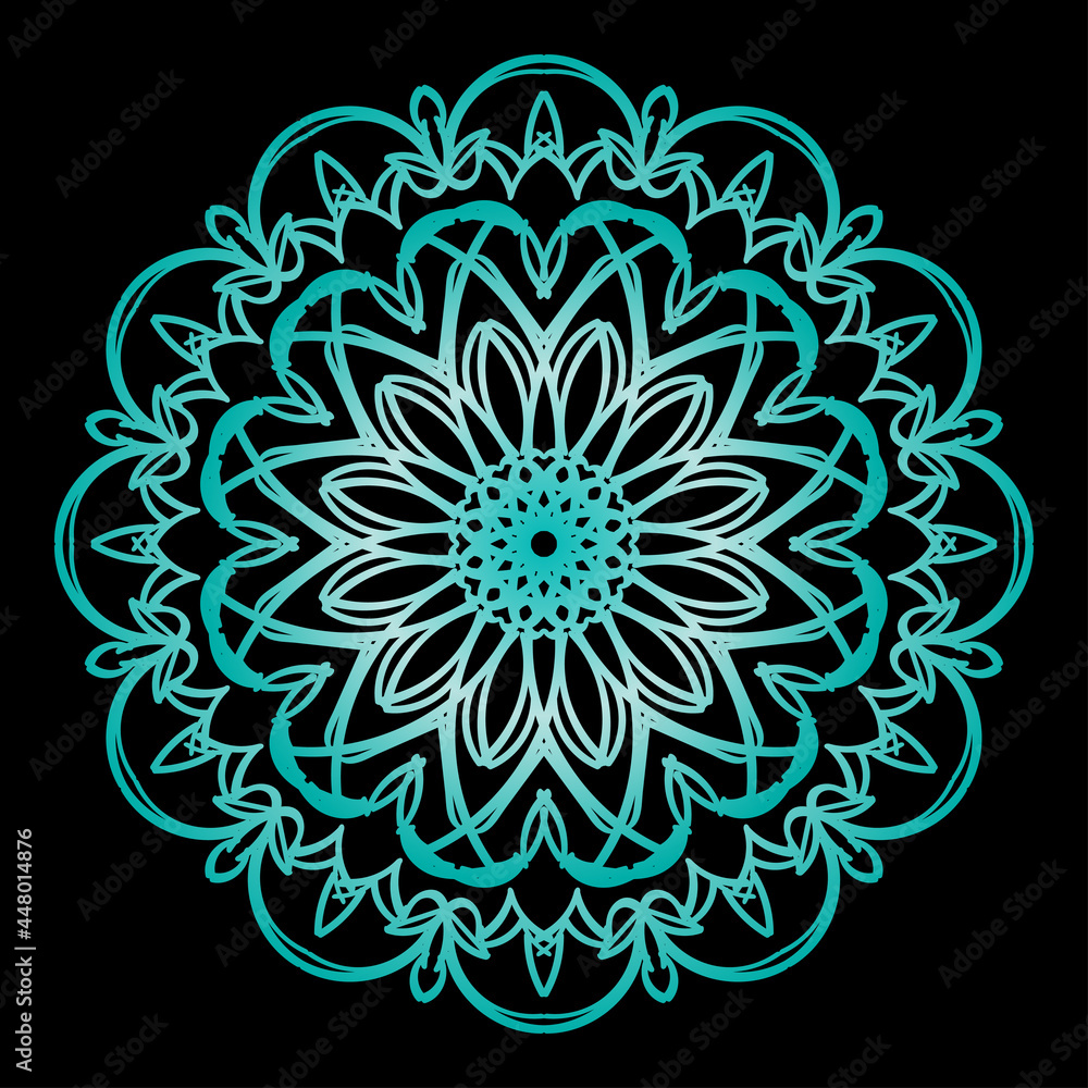Circular pattern in the form of mandala with flower for henna tattoo decoration Circular pattern in the form of mandala with flower for henna tattoo decoration