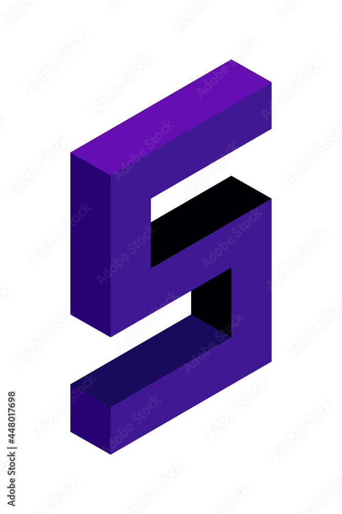 Dark blue number 5 in isometric style. Isolated on white background. Learning numbers, serial number, price, place. Dark blue number 5 in isometric style. Isolated on white background. Learning numbers, serial number, price, place.