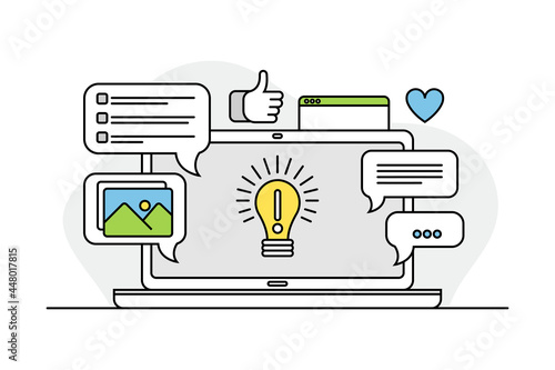 Desktop Computer Monitor as Programmed Machine for Operation Vector Illustration
