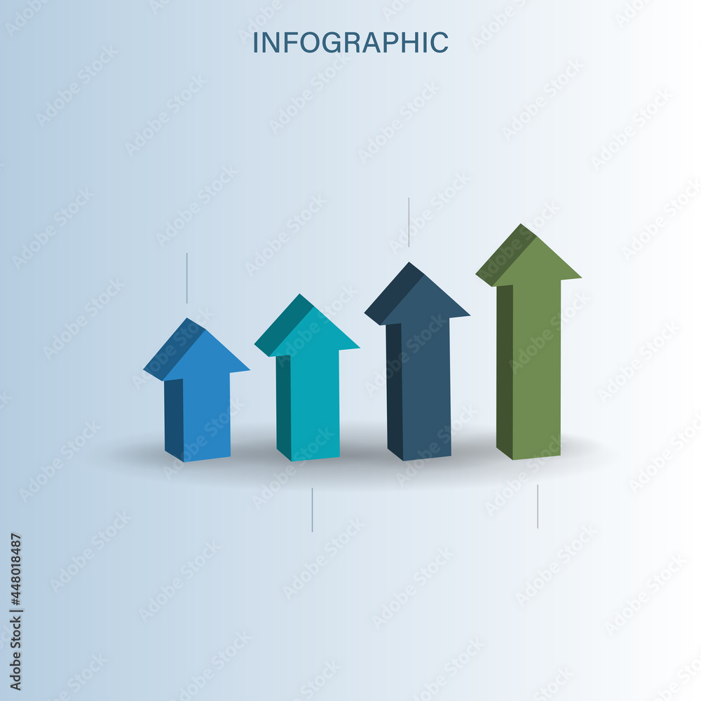 Business Infographic Concept With 3D Growing Arrow Graph Illustration. Business Infographic Concept With 3D Growing Arrow Graph Illustration.