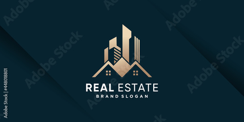 Real estate logo template with golden creative style Premium Vector part 1