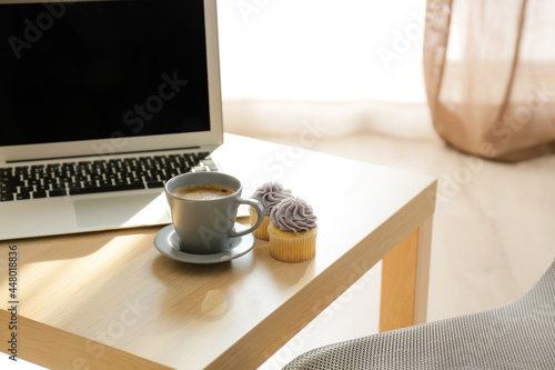 Table with cup of coffee, c...