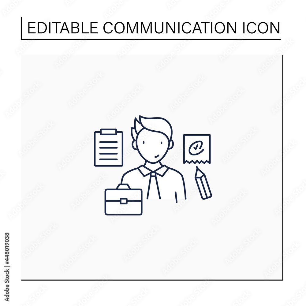 Written communication line icon. Conveying messages through written symbols. Documentary. Writing form. Effective communication concept. Isolated vector illustration.Editable stroke