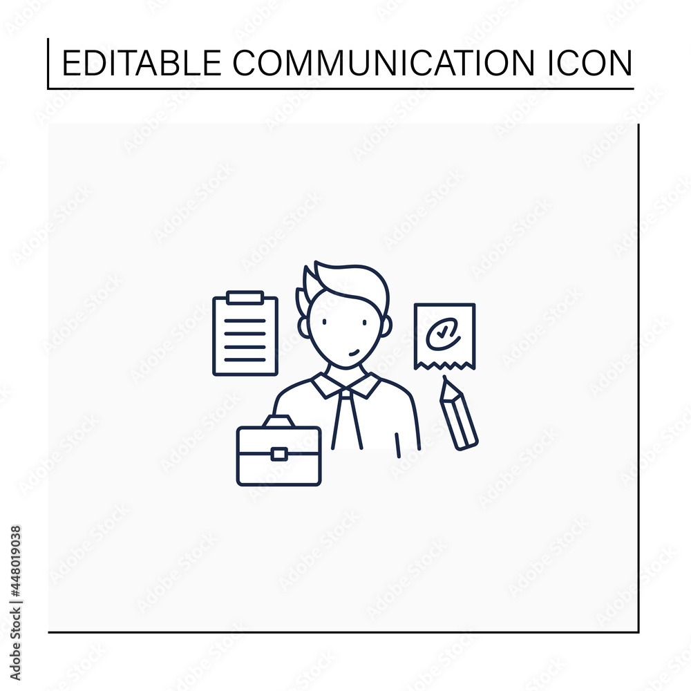 Written communication line icon. Conveying messages through written symbols. Documentary. Writing form. Effective communication concept. Isolated vector illustration.Editable stroke Written communication line icon. Conveying messages through written symbols. Documentary. Writing form. Effective communication concept. Isolated vector illustration.Editable stroke