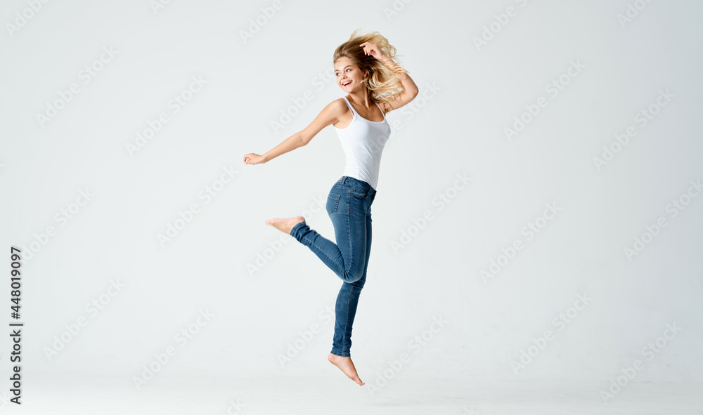 Woman jumping movement sport workout exercise Woman jumping movement sport workout exercise