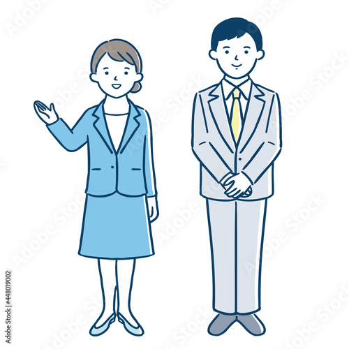 ビジネスパーソン／男女／案内ポーズ