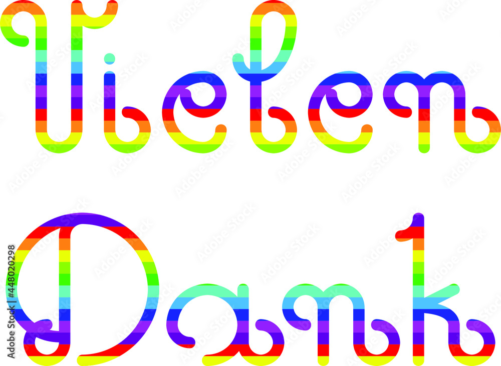 "Vielen Dank" hand drawn vector lettering in German, in English means