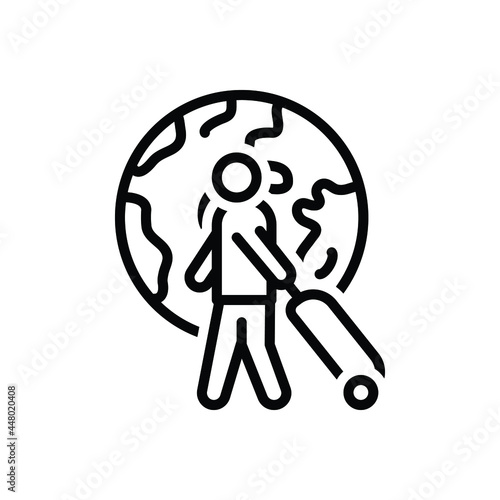 Black line icon for overseas
