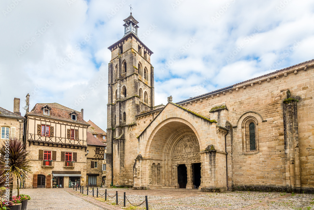 View at the Church and Abbey of Saint Pierre in Beaulieu-sur-Dordogne ,France