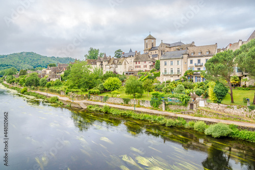 View at the Argentat town on the Bank of Dordogne river - France