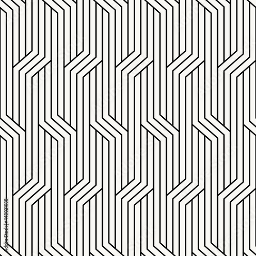 Seamless repeat vector pattern. Linear stripes geometric striped background. Contemporary stylish texture. Monochrome linear braids.