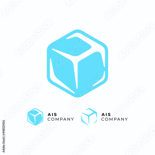 cube of ice icon logo template