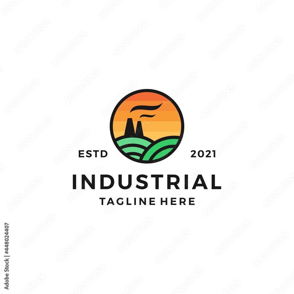 industrial landscape logo design vector illustration