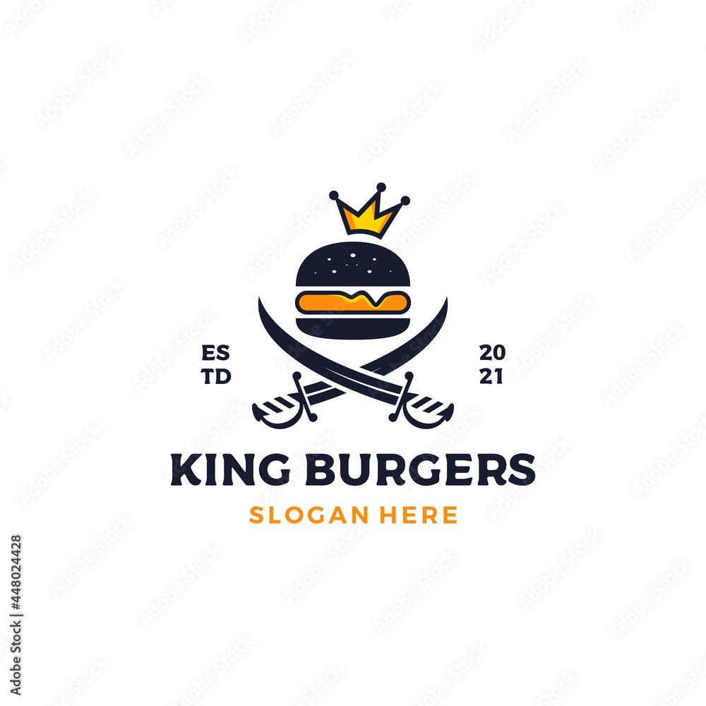 King burgers logo design vector illustration
