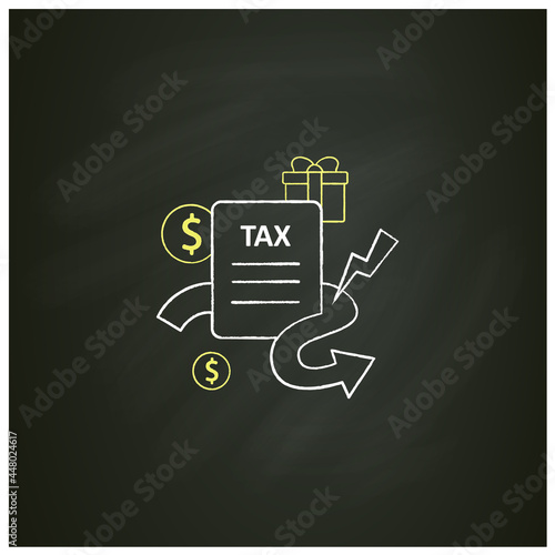 Closing tax loopholes chalk icon. Tax declaration. Help raise significant revenue. Assistance to government.Universal basic income concept.Isolated vector illustration on chalkboard