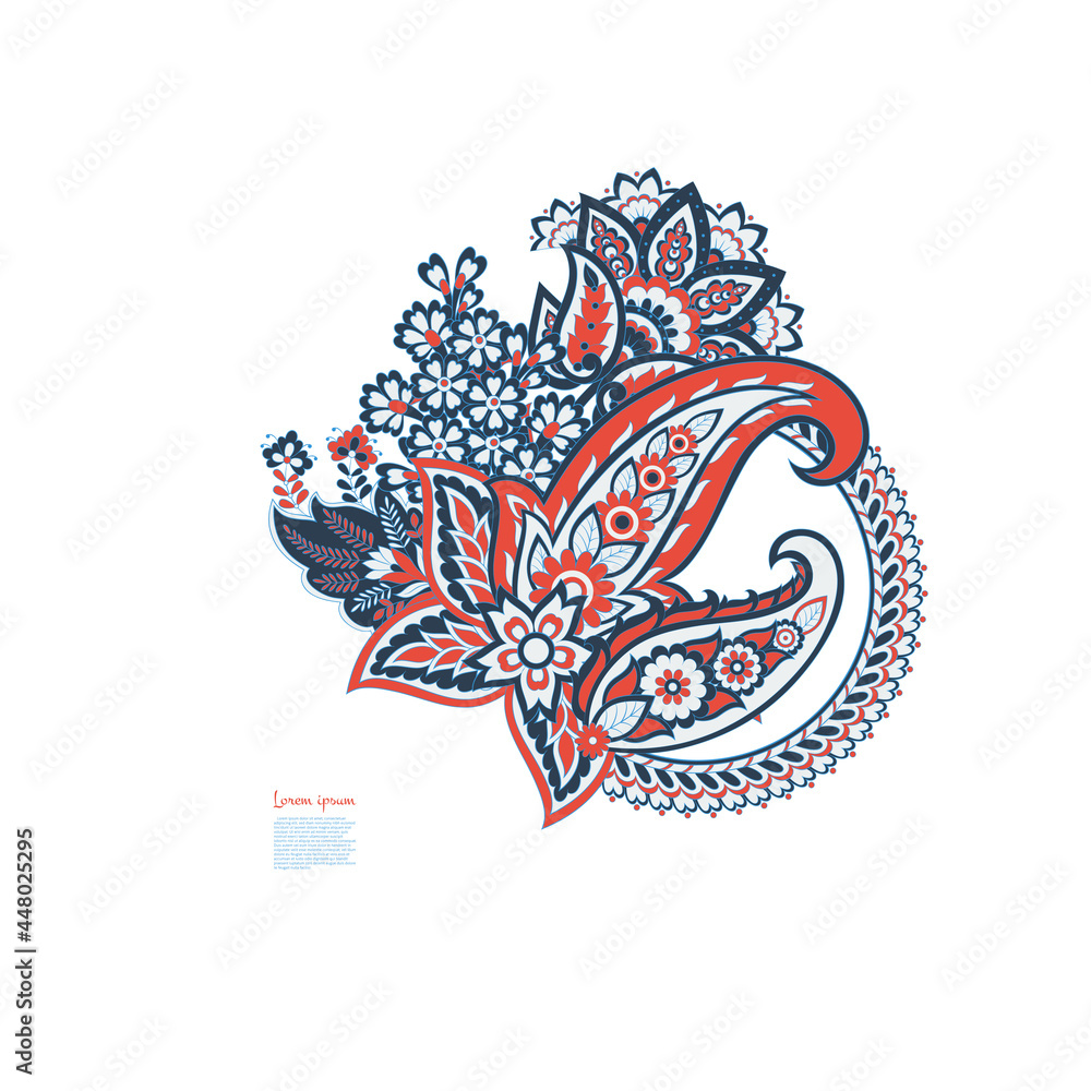 Paisley Floral oriental ethnic Pattern. Vector Damask Ornament