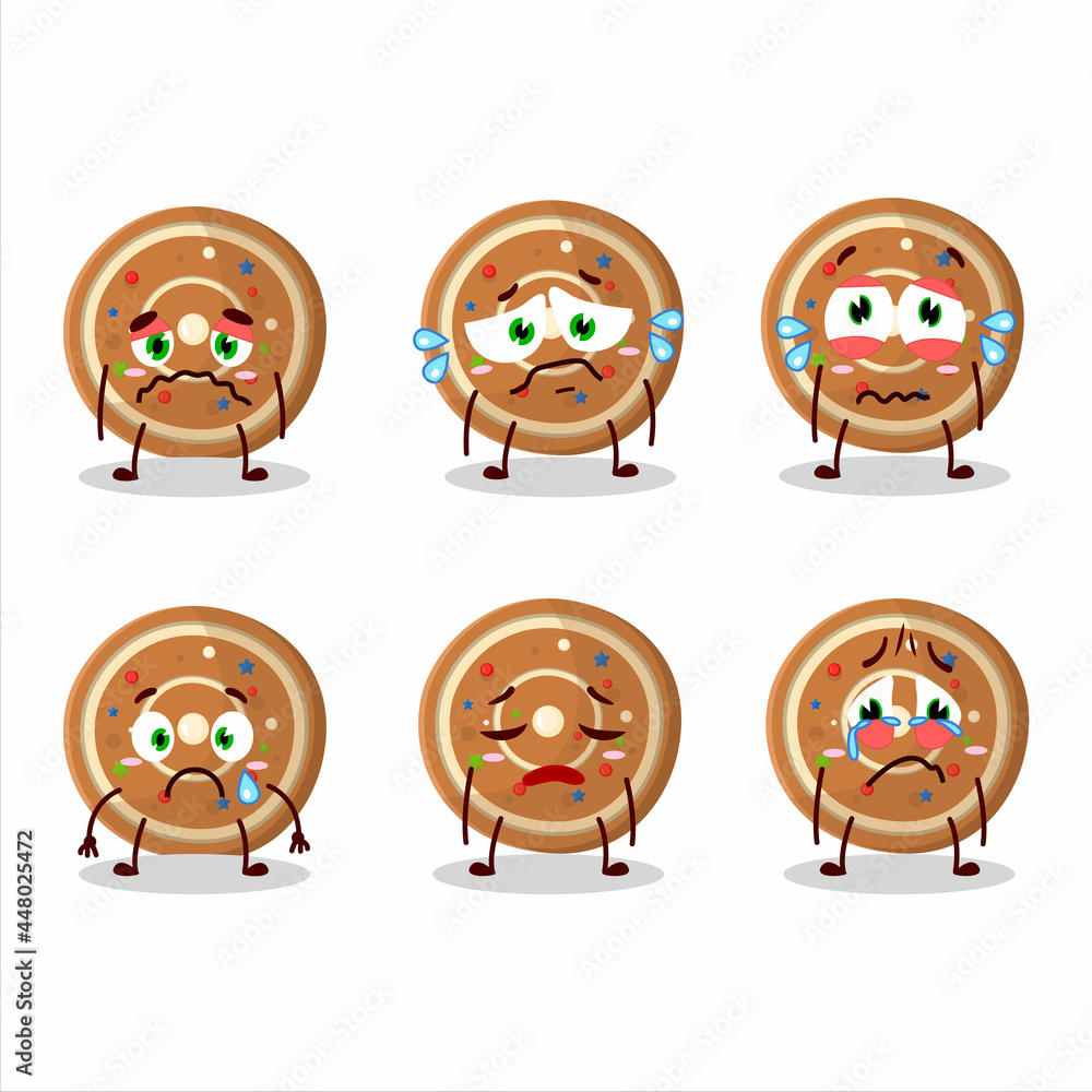 Gingerbread round cartoon character with sad expression Gingerbread round cartoon character with sad expression