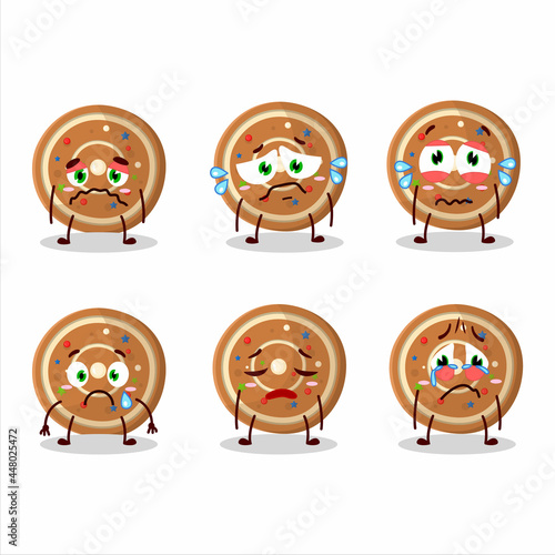 Gingerbread round cartoon character with sad expression