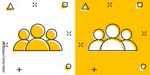Cartoon people icon in comic style. Users illustration pictogram. Teamwork person sign splash business concept.