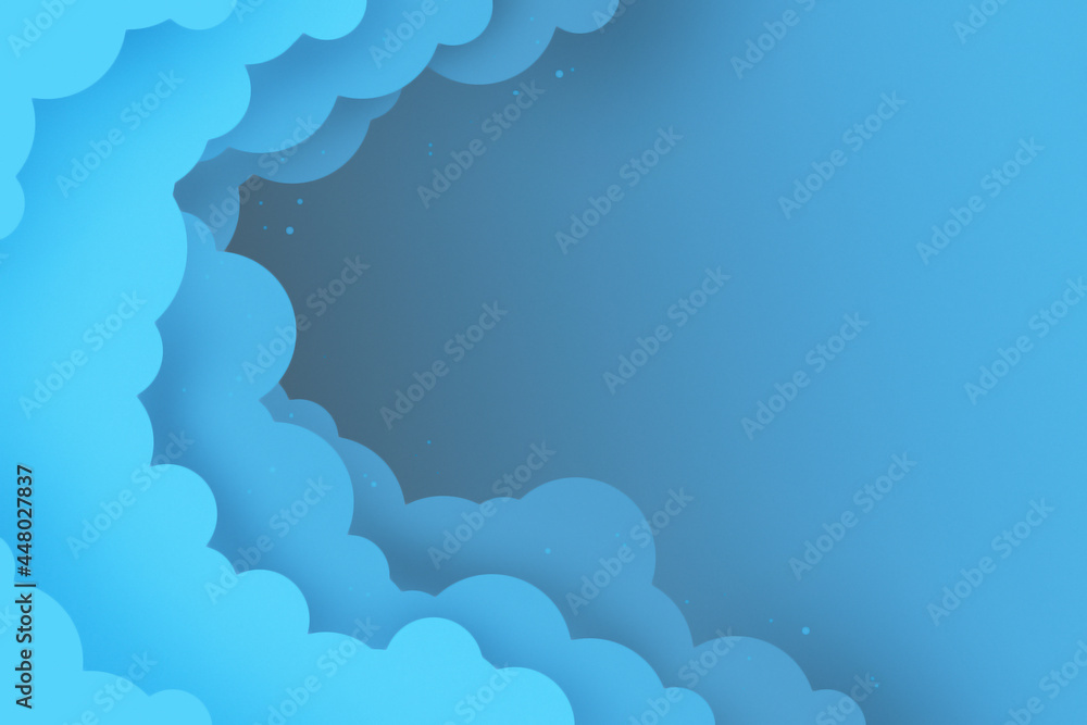 Background with fluffy clouds with different shades on side of blue sky with copy space Background with fluffy clouds with different shades on side of blue sky with copy space