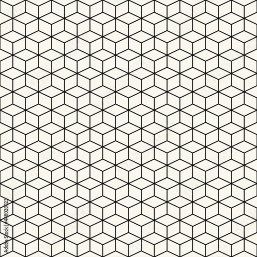 Seamless vector pattern.
Black and white geometric background, 3d cubes. Hexagonal minimal tyles texture.