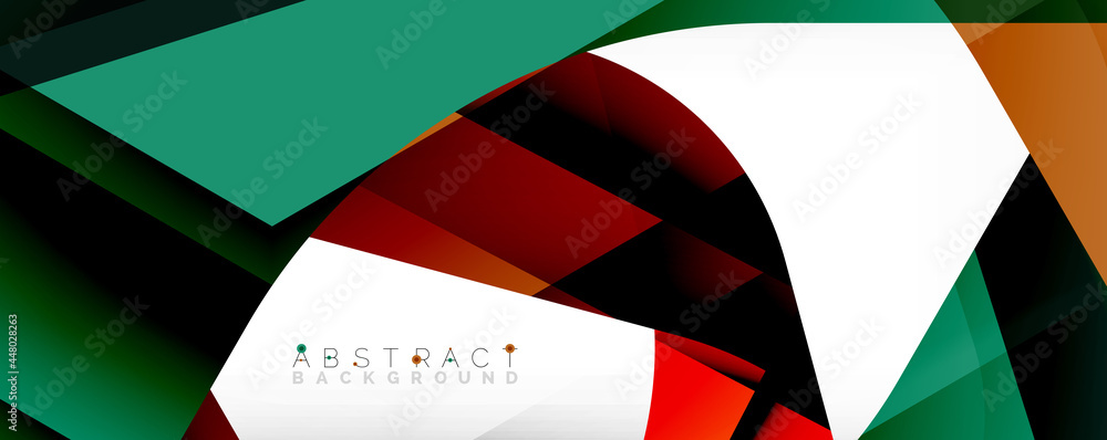 Geometric abstract background - multicolored abstract shapes on white. Vector Illustration For Wallpaper, Banner, Background, Landing Page Geometric abstract background - multicolored abstract shapes on white. Vector Illustration For Wallpaper, Banner, Background, Landing Page