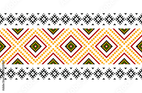 Geometric ethnic oriental seamless pattern traditional Design for background,carpet,wallpaper.clothing,wrapping,Batik fabric,Vector illustration.embroidery style - Sadu, sadou, sadow or sado