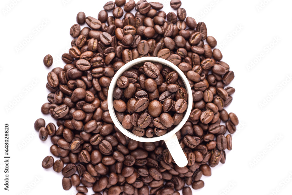 Fototapeta premium Coffee beans isolated stock image.